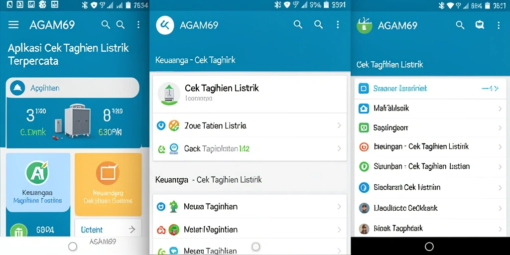 Antarmuka aplikasi AGAM69 untuk cek tagihan listrik yang mudah digunakan.