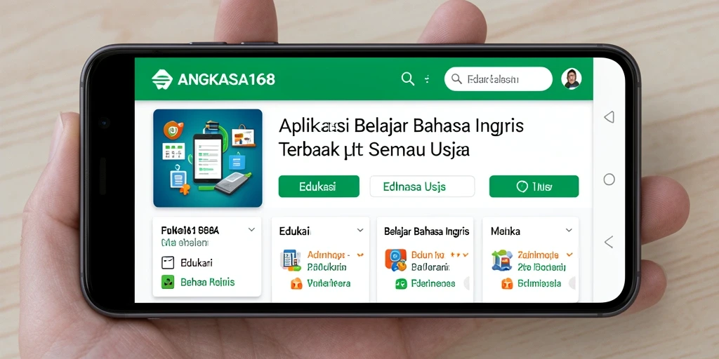 Tampilan antarmuka aplikasi ANGKASA168 untuk Belajar Bahasa Inggris.