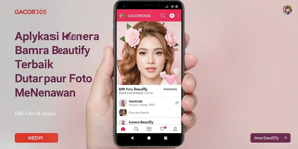 Screenshot utama GACOR305 menampilkan antarmuka aplikasi Kamera Beautify yang intuitif dan menarik.
