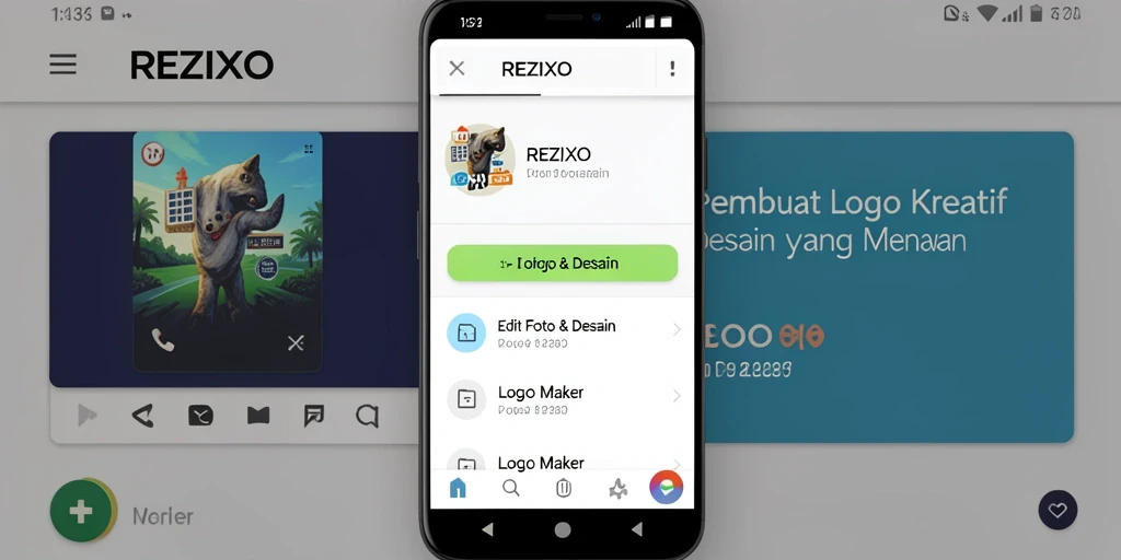 Antarmuka pengguna yang sederhana dan fungsional pada aplikasi Logo Maker.